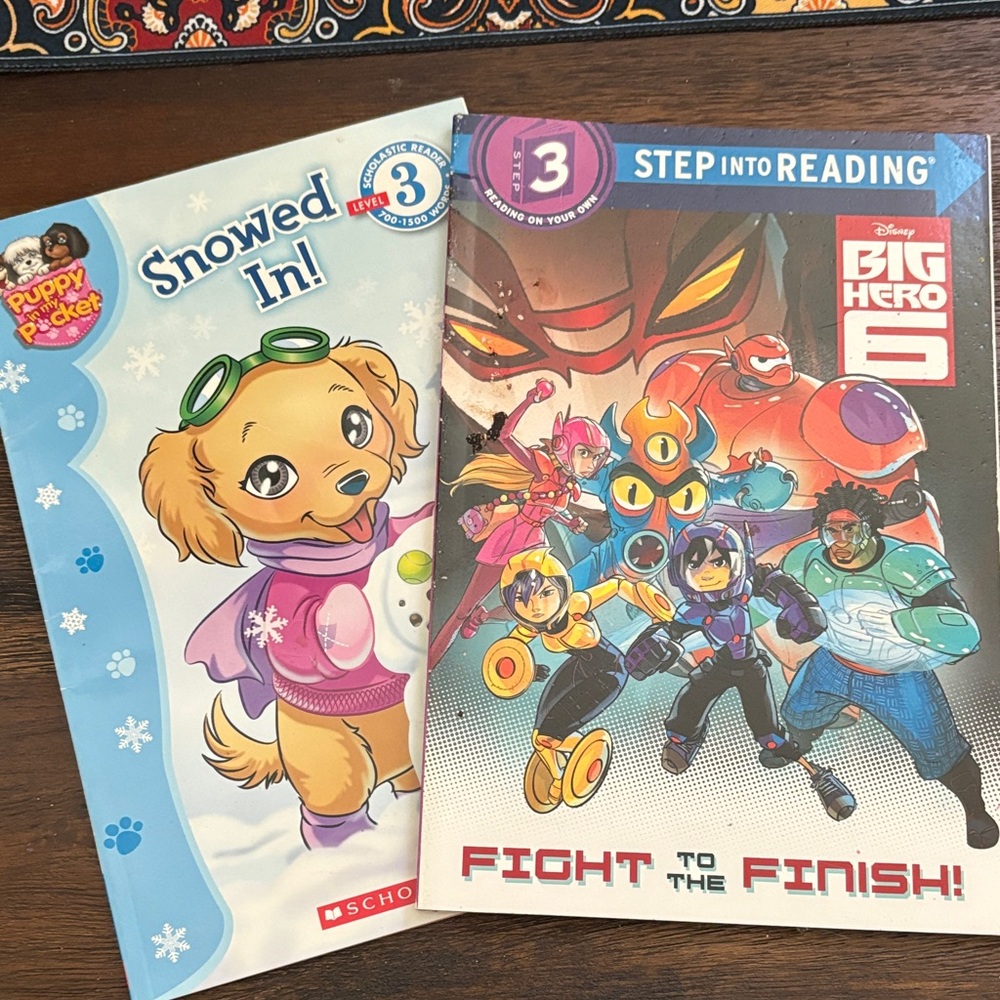 Disney Big Hero 6 and Scholastic Snowed in level 3 books